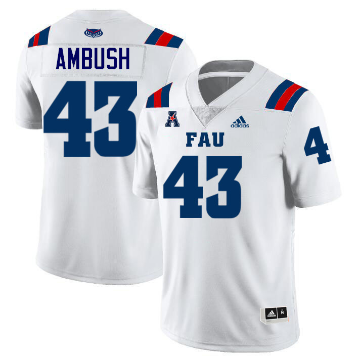 Jackson Ambush FAU Jersey,Florida Atlantic Owls Football Jersey,Uniforms,Gears-White